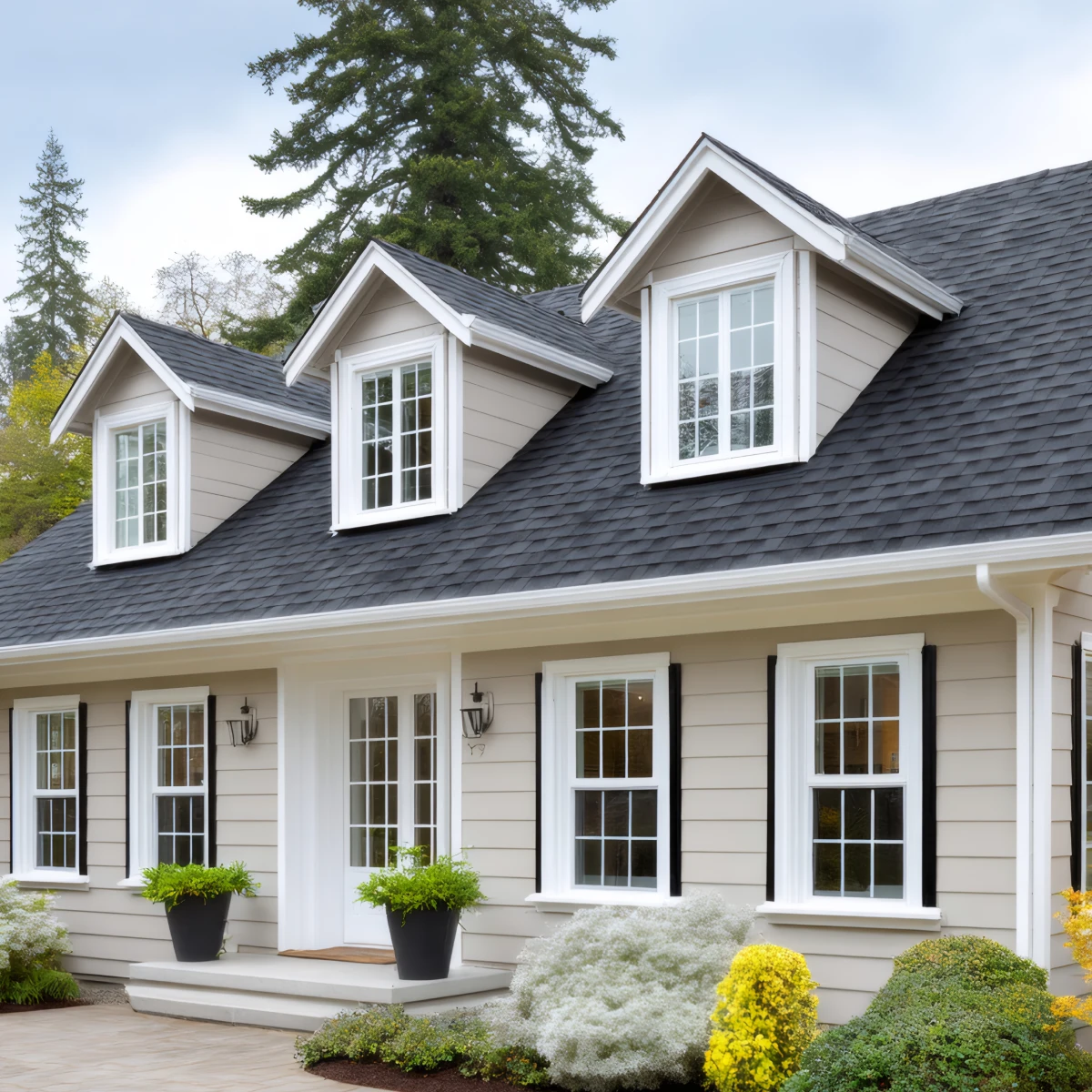 Suburban family home exterior with welcoming garden landscaping